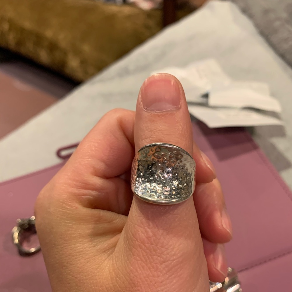 Hammered copper ring.